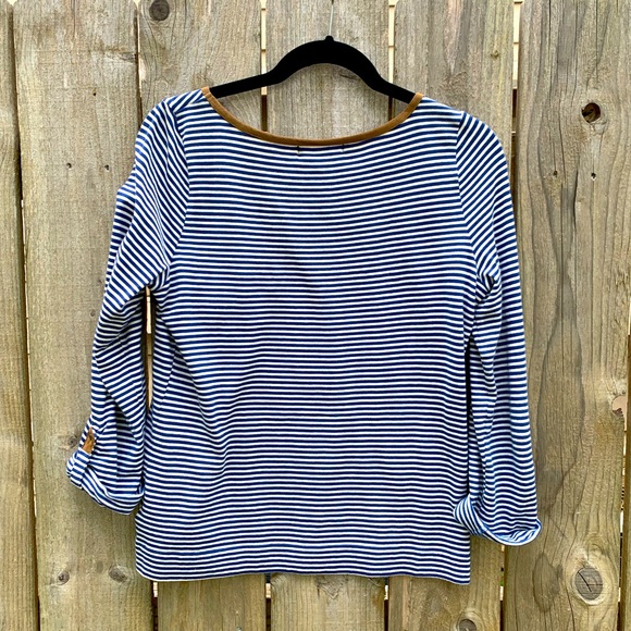 Lauren Ralph Lauren Boat Neck Tee With Suede Trim - Picture 7 of 8